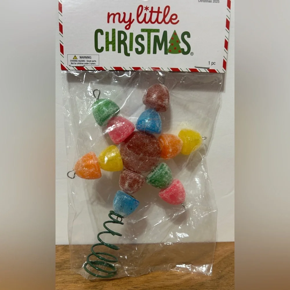My Little Christmas Sugared Candy Gumdrop Tree Topper Gingerbread Decor 5” NEW